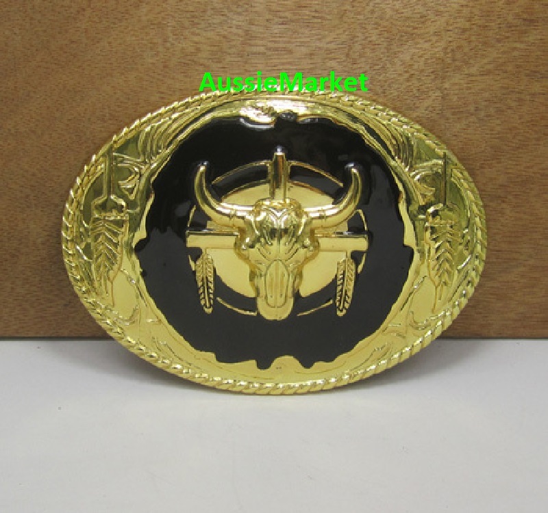 1 x mens ladies belt buckle metal alloy jeans bull steer gold cowboy longhorn