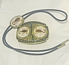 Gold tone Scorpion Belt Buckle and Bolo Set