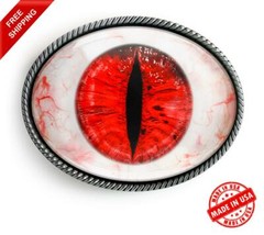 Red Monster Eyeball Belt Buckle – Halloween Taxidermy Cosplay Buckle – 8-3-E