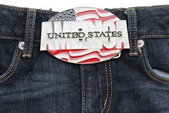 NEW Men Women Silver Metal Buckle Fashion United States Of America Flag USA