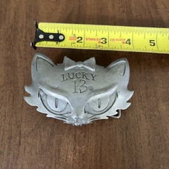 lucky 13 Apparel Y2K belt buckle cat Secret Compartment Rare!! Goth Emo