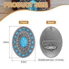 Western Belt Buckle for Men, Big Turquoise Belt Buckle for Cowboy, Blue 1 Pcs