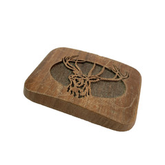 Vintage Lasercraft Elk Stag 1977 Etched Wooden Belt Buckle