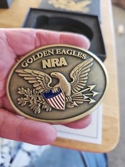 NIB NRA GOLDEN EAGLES 2015 COMMEMORATIVE LIMITED EDITION BELT BUCKLE NEVER USED
