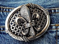 Belt Buckle Lily Buckle Ornament Fleur de Lis Vintage Silver 4cm