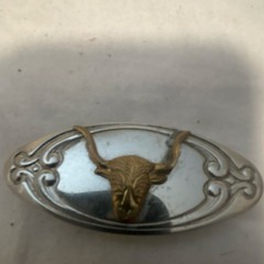 Oval Western Bull Head Belt Buckle Metal Silver/Gold Tone Fits 1.5&Prime; Belt