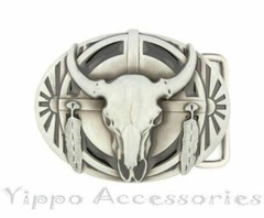 Native American Ceremonial Buffalo Skull Western Metal Fashion Belt Buckle