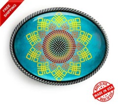 Sunflower Belt Buckle – Abstract Mother Nature Handmade Oval Buckle – 708