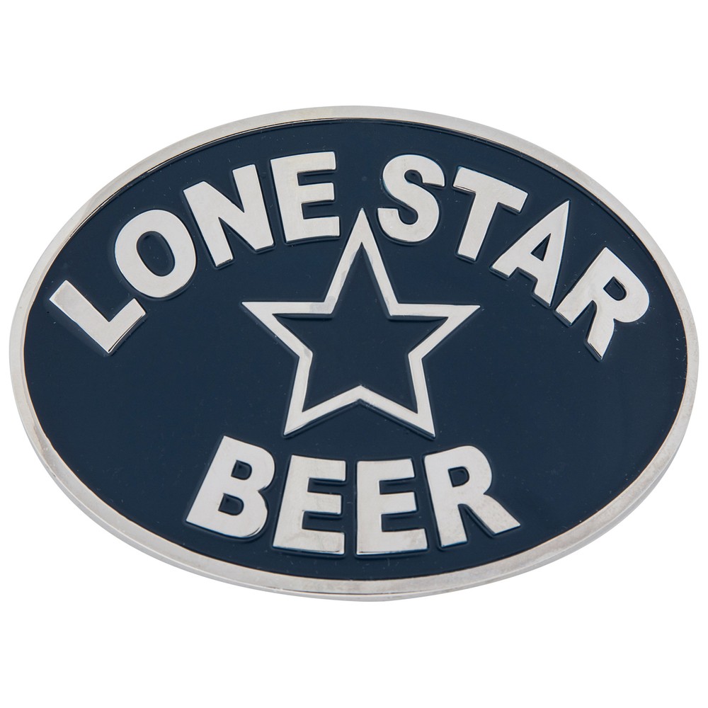 Lone Star Beer Oval Logo Belt Buckle Blue