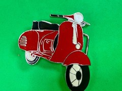 Red & Black White Vespa Classic Scooter Motorcycle Design NOS Belt Buckle