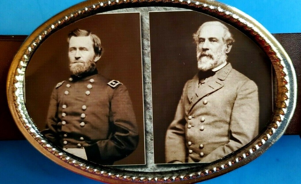 General ULYSSES S. GRANT & General ROBERT E. LEE CIVIL WAR Epoxy Photo Buckle