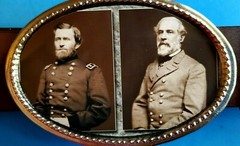 General ULYSSES S. GRANT & General ROBERT E. LEE CIVIL WAR Epoxy Photo Buckle