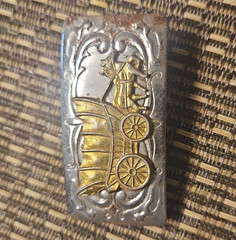 Chambers Belt Co. Men’s Western Wagon Horse Embossed Buckle Silver/Gold 1in
