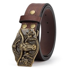 TRIWORKS Western Cowboy Leather Belt for Men Women Fit Size 29&Prime;-33&Prime;, Coffee