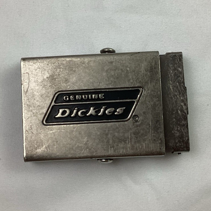 Dickies Logo Metal Interchangeable Belt Buckle 1.5in Silver/Black Rectangular