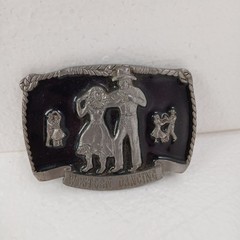 Vintage Buckles of America Masterpiece Western Dancing Belt Buckle USA Cowboy