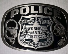Police Numbered Finest Law Enforcement We Serve and Protect Belt Buckle 1988