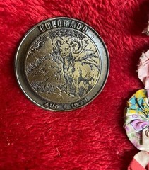 Vtg Colorado Belt Buckle 1974 Ram Sheep Lewis Buckle Co. Design August 1, 1876