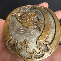 Vintage Johnson and Held 100% Handcrafted Rodeo Roping Belt Buckle- Signed-NICE