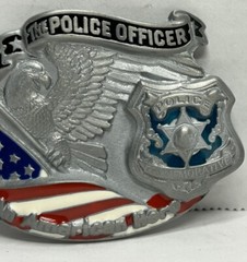Great American Products Belt Buckle Pewter Police Officer An American Hero EUC