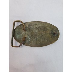 Vintage Jaguar Solid Brass Belt Buckle Oval Leaping Cat Logo Automotive 0917