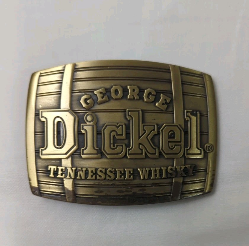 GEORGE DICKEL TENNESSEE WHISKEY BELT BUCKLE Golden Color Whiskey Barrel