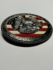 Belt Buckle American Flag Eagle Patriotic Silver Metal Red White & Blue