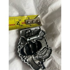 Rebel Rider Skull Wings Clamp Closure Buckle Gray Men&rsquo;s Vintage