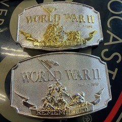 Lot of 2 World War II WWII Belt Buckles Remembered 1941-1945 Military