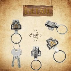 Vintage Western Cowboy Letter Keychain,Handmade Metal-Z Initial Key Chain A