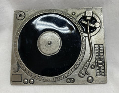 Vintage Mobtown 2006 RECORD PLAYER BELT BUCKLE PEWTER & ENAMEL