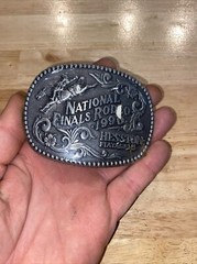 Hesston Vintage Rodeo Belt Buckle 1990 METAL Original Wrap Collector Patina GIFT