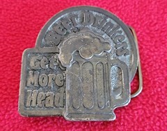 Beer Drinkers Get More Head Belt Buckle Vintage 1980 Great American Buckle Co