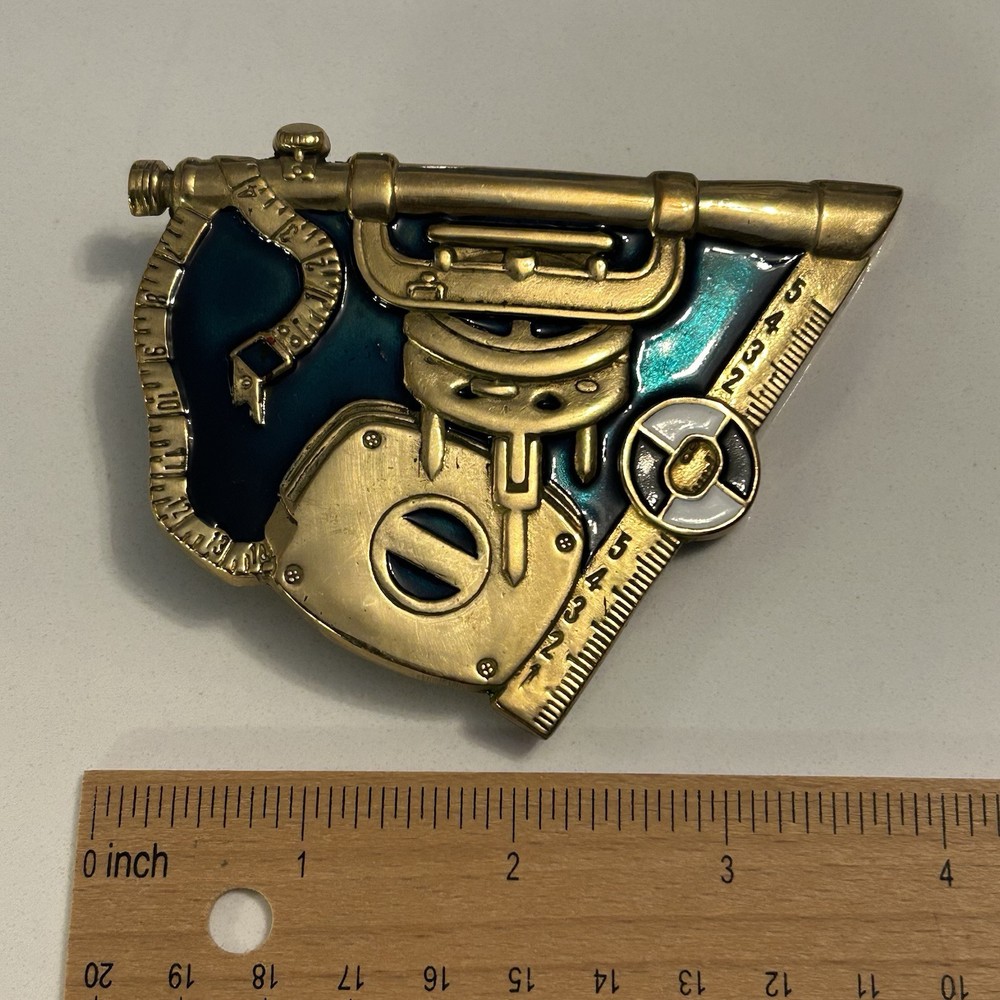 Vintage 1982 BBB Baron Belt Buckle Brass Nautical Sextant Astrolabe Astrology