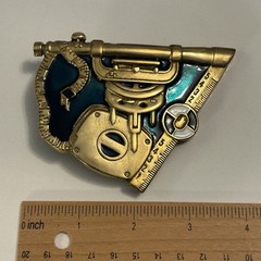 Vintage 1982 BBB Baron Belt Buckle Brass Nautical Sextant Astrolabe Astrology