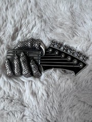 Vintage Y2K Bergamot Dragon Hand Guitar Belt Buckle With Skulls