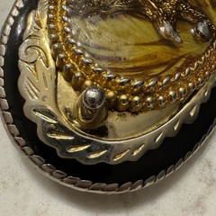 Vintage 80s Western Eagle Belt Buckle Gold Amber USA