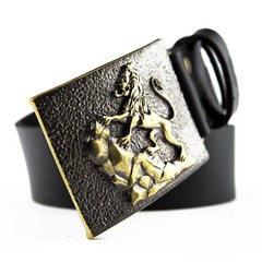 Brass belt buckle Rampant Lion, Royal coat of arms, Lion, Galicia belt buckle