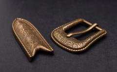 Vintage Copper Western Flower Engraved Cowboy Belt Pin buckle For 1&Prime; Belt Strap