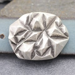 Asymmetrical Pyramid Belt Buckle in Antique Silver, Rustic Interchangeable Buckle