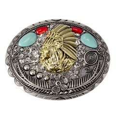 Indian Warrior Chief Belt Buckle Western Cowboy Native American (IW-12)
