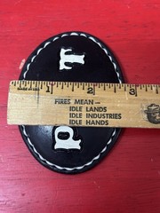 Belt buckle Vintage Hand Tooled Western Leather Belt Buckle “Pat” Black/white