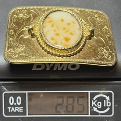 Vintage Western Belt Buckle Gold Tone Floral Cowboy Southwestern Stone