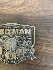 Red Man Belt Buckle 100 Year Anniversary Metal 2004 In Box NOS
