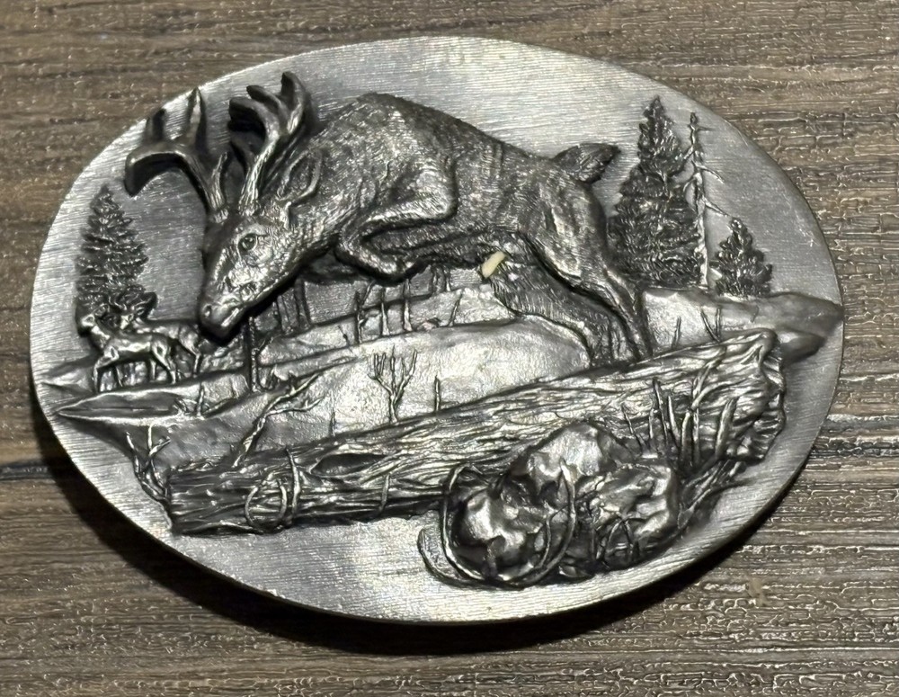 Bergamot Buckle A900 Deer buckle USA 1990 Size 3” x 2.5” Heavy Stag buckle MINT