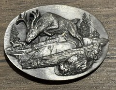 Bergamot Buckle A900 Deer buckle USA 1990 Size 3” x 2.5” Heavy Stag buckle MINT