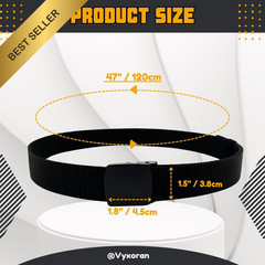 Nylon Tactical Military Belt for Men Plastic Buckle Adjustable No Holes Canvas W