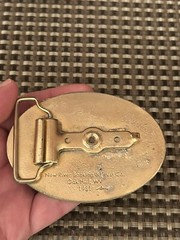 1981 New River Banking And Trust Company Blank Gold Toned Country Belt Buckle