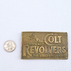 Vintage Colt Revolvers Solid Brass Belt Buckle Worlds Right Arm Retro 705 Moto