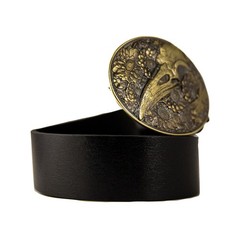Raven skull brass belt buckle, mythology bird, Gothic Floral Crow skull Design